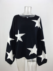 Fall Winter Plus Size Five-pointed Star Sweater Fashion Geometric Pullover Loose OL Commuter Sweater Women