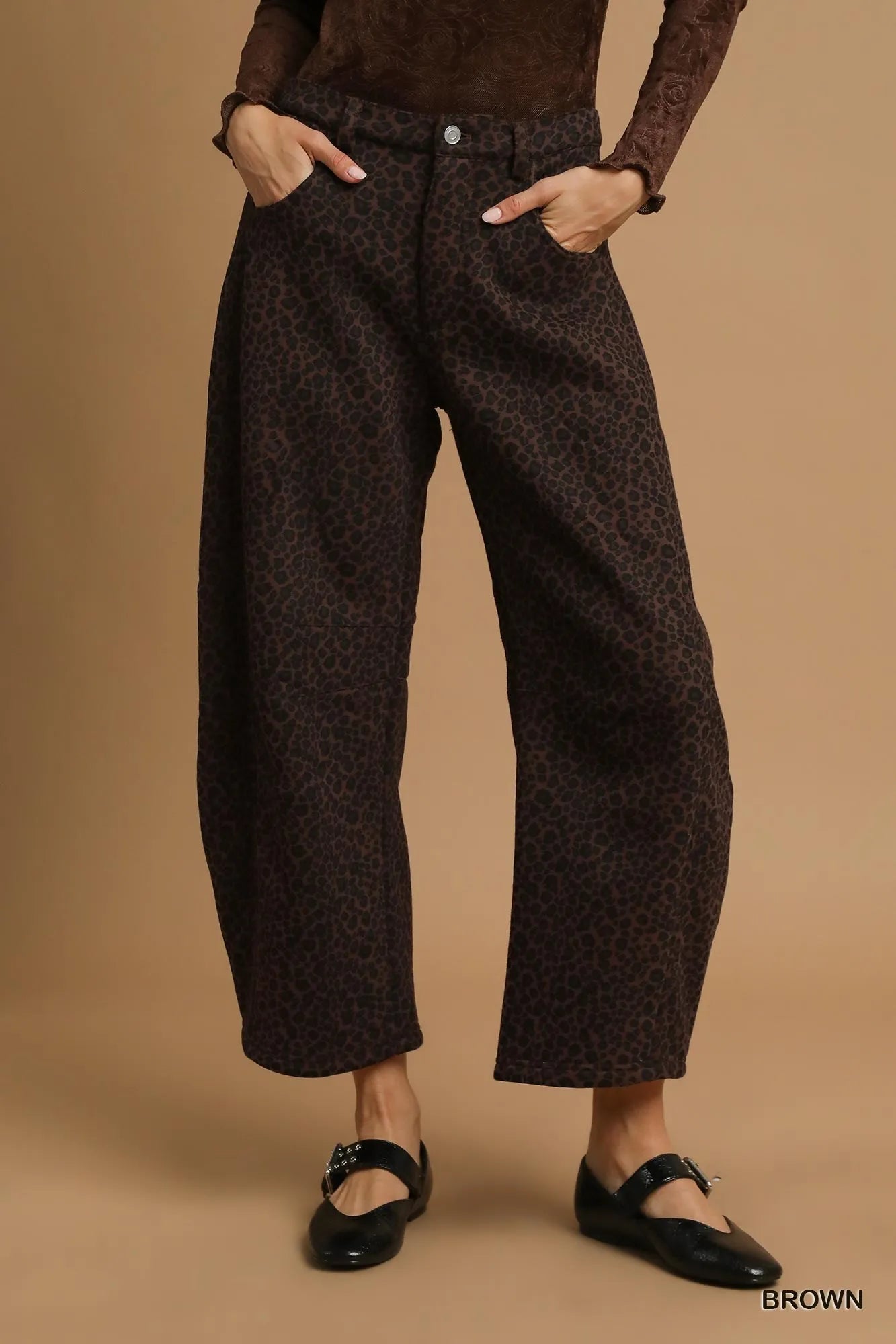 Umgee Leopard Print Wide Leg Pants - kinko