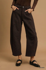 Umgee Leopard Print Wide Leg Pants - kinko