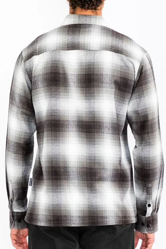 WEIV Men's Full Size Plaid Long Sleeve Flannel Shirt Plus Size - kinko