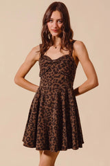 SO ME Mineral Washed Leopard Flare Cami Dress - kinko
