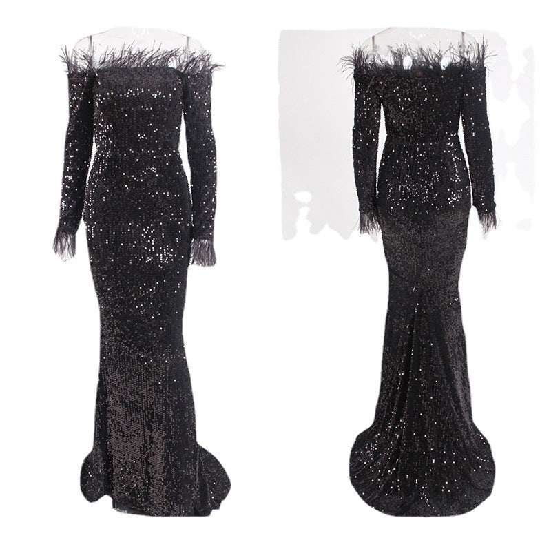 Off-the-shoulder Fishtail Party Formal Dress - kinko