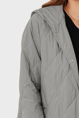 Snap Down Hooded Slit Winter Coat - kinko