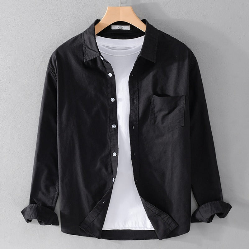 Solid Color Shirt Boys Coat Spring And Autumn Long Sleeve White Autumn Top - kinko