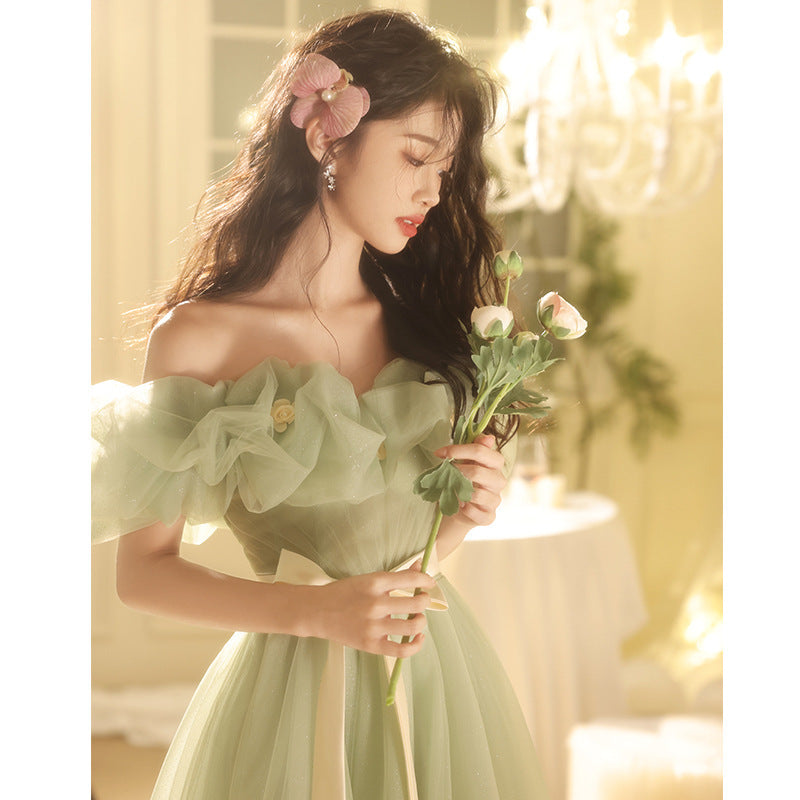 Off-shoulder Evening High-end Affordable Luxury Niche Dress - kinko
