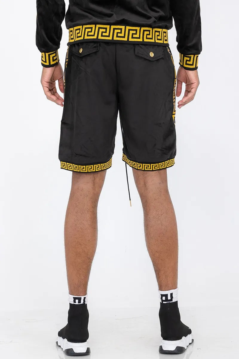 WEIV Men's Full Size Status Print Velour Suede Shorts Plus Size - kinko