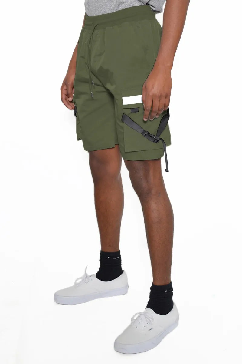 WEIV Men's Full Size Multi-Pocket Cargo Shorts with Drawstring Waist Plus Size - kinko