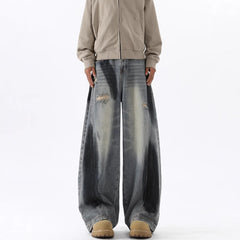 Men's American-style Splash-ink Ripped Machete Jeans - kinko