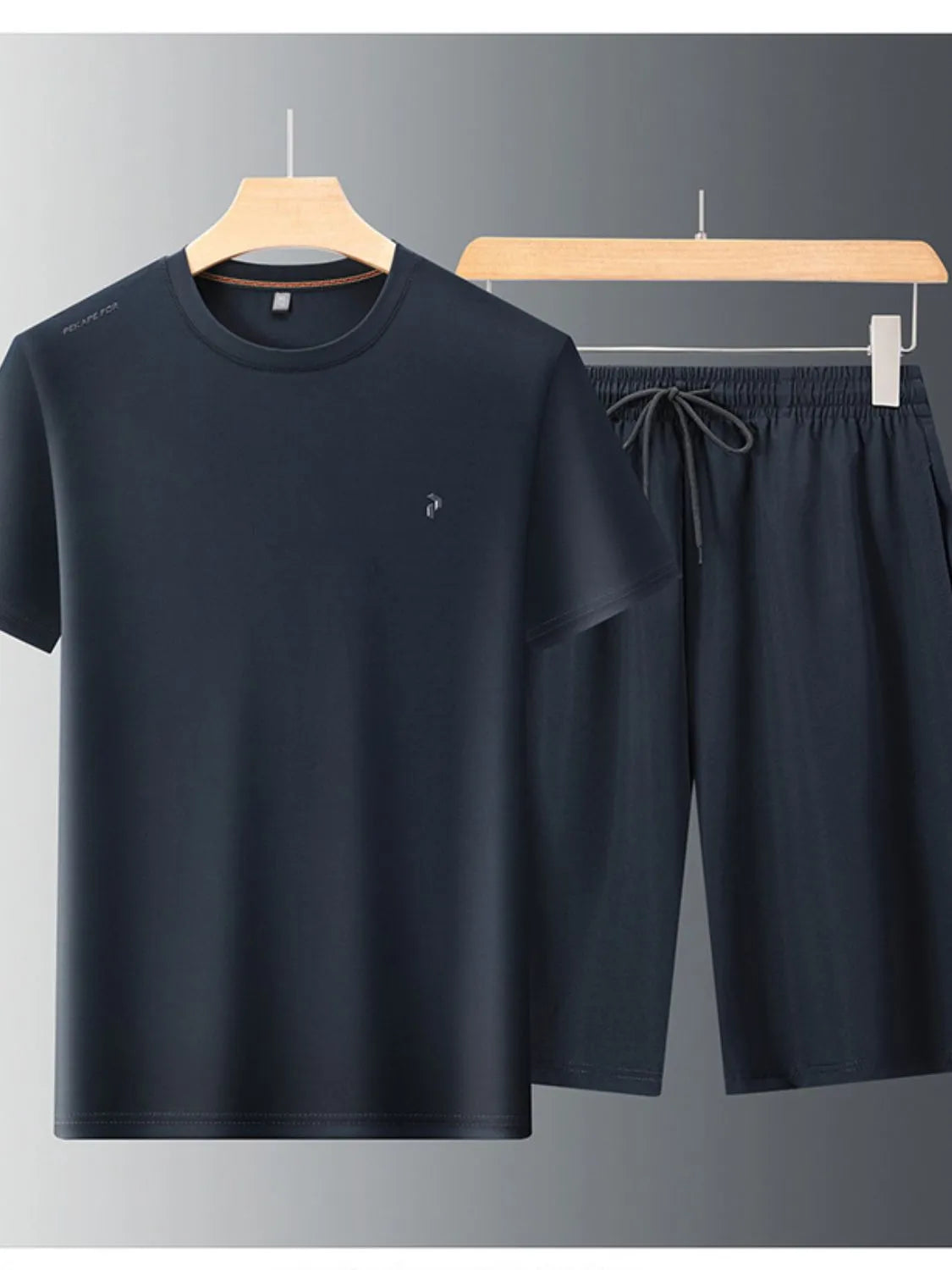 Men's Plus Size Round Neck Short Sleeve Top and Shorts Set - kinko
