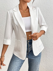 Classic Lapel Collar One Button Blazer - kinko