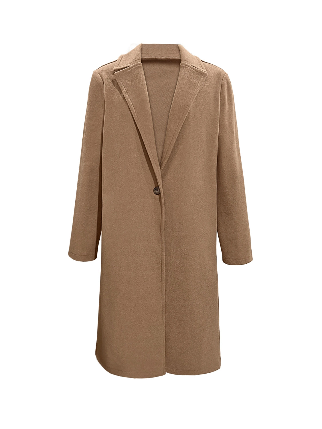 Collared Neck Button Up Long Sleeve Coat - kinko
