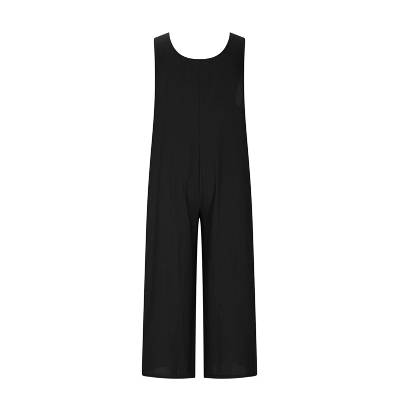 Women's Elegant Wide-Leg Jumpsuit - Button Front Formal & Casual Romper, Lightweight Wear - kinko