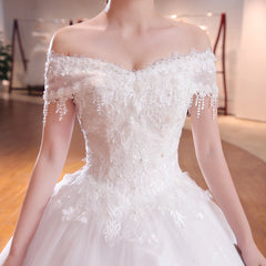 Shoulder-to-shoulder Wedding Dress Bridal Lace Plus Size Thin Shoulder Wedding Dress - kinko