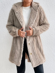Button Down Hooded Coat - kinko