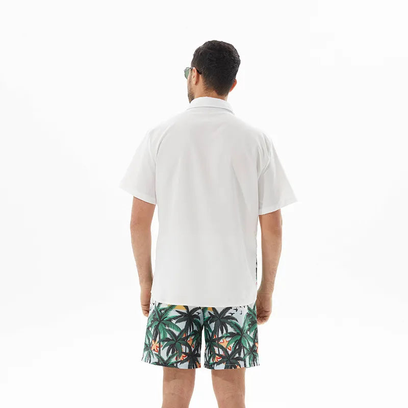 Men's Full Size Printed Short Sleeve Shirt and Shorts Set Plus Size - kinko