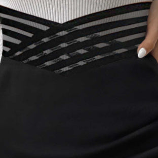 Ladies' Solid Color Fashionable Versatile Cross Hollow Asymmetric Hem Skirt - kinko