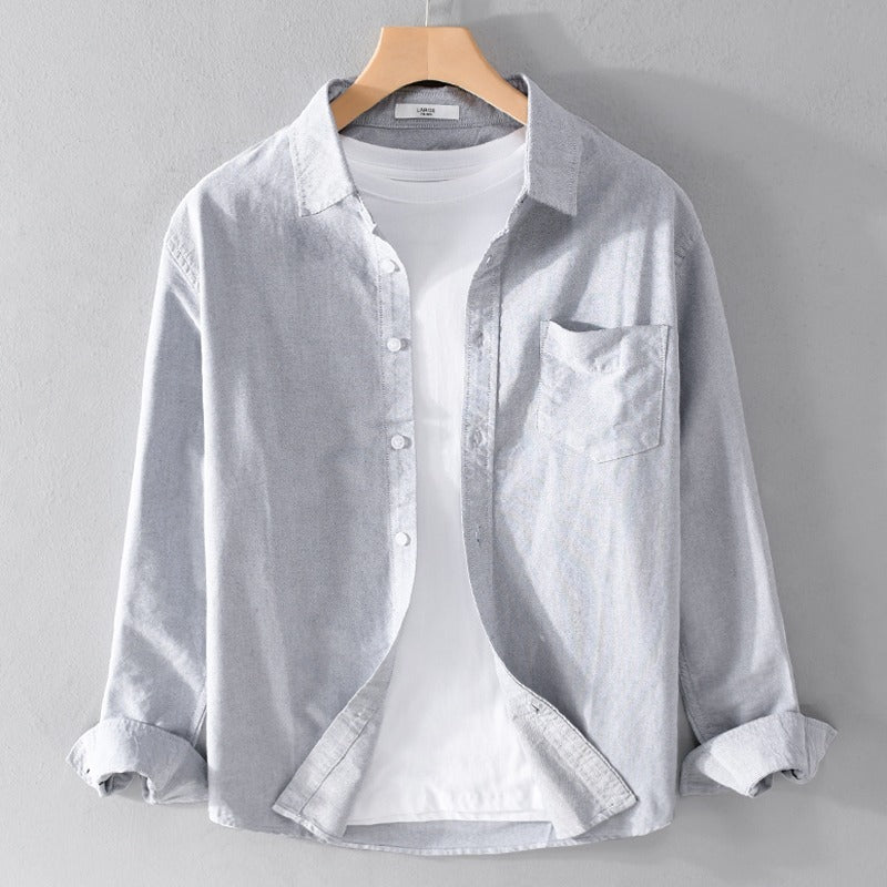 Solid Color Shirt Boys Coat Spring And Autumn Long Sleeve White Autumn Top - kinko