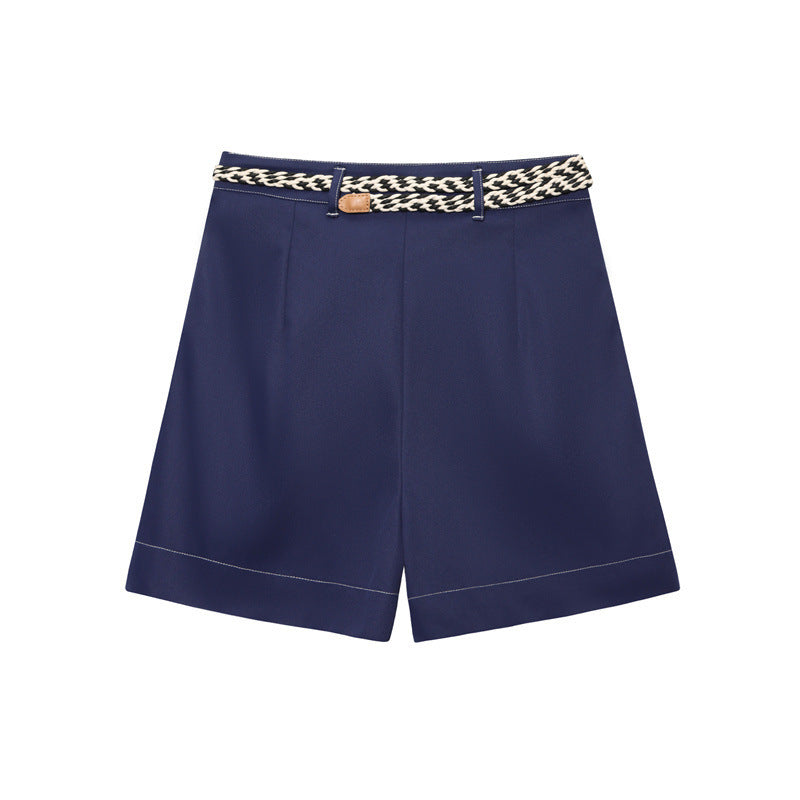 Women's Belt Double Breasted Culottes Short - kinko