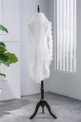 Short Veil Soft Mesh Sequined Lace White Ivory - kinko