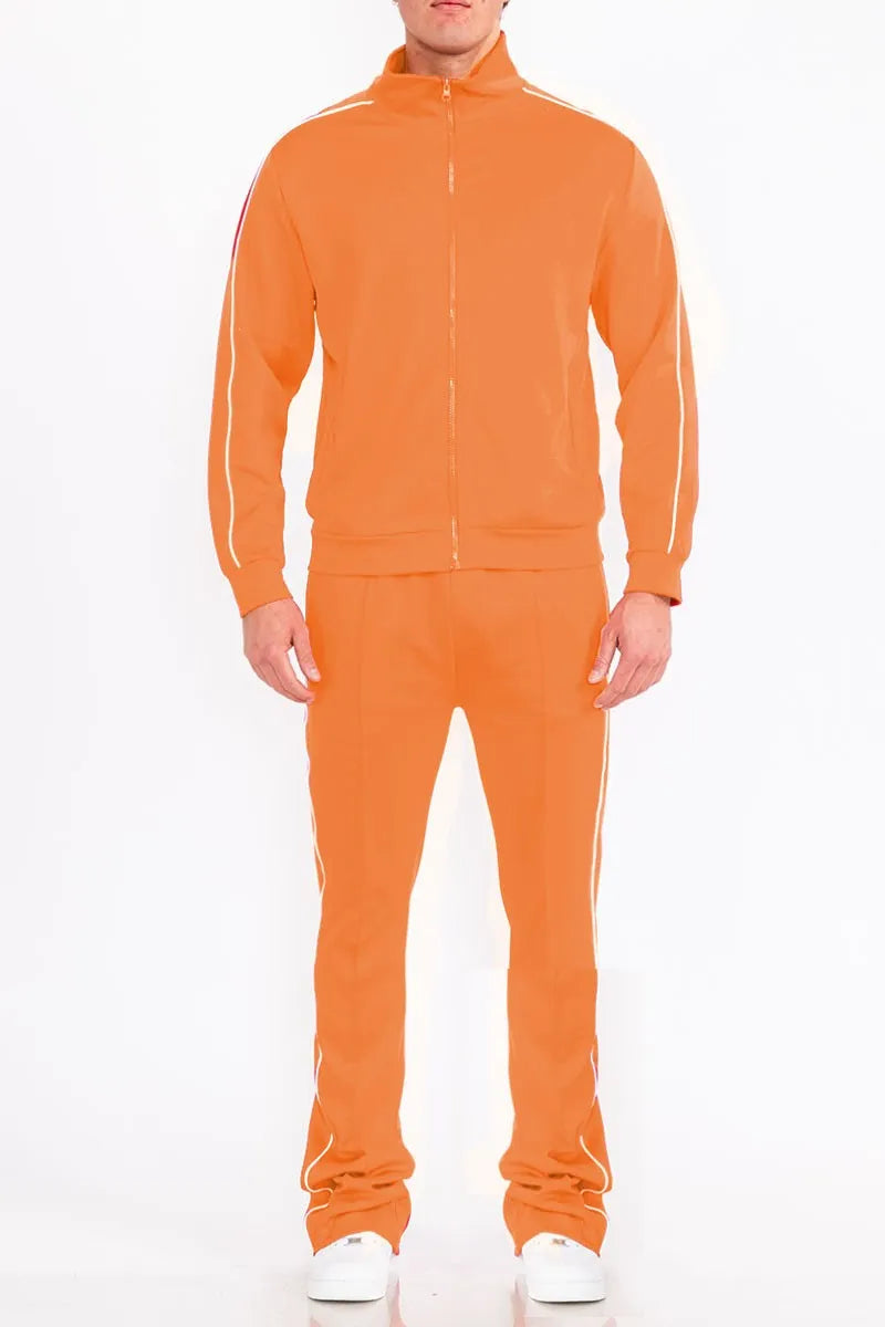 WEIV Men's Zip Up Jacket and Flared Pants Set - kinko