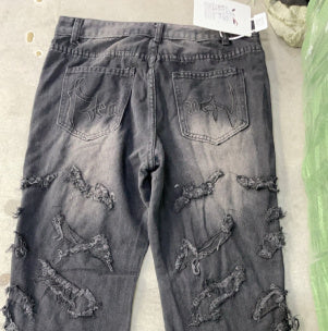 Stitching Wide Leg Jeans Embroidered Men And Women - kinko
