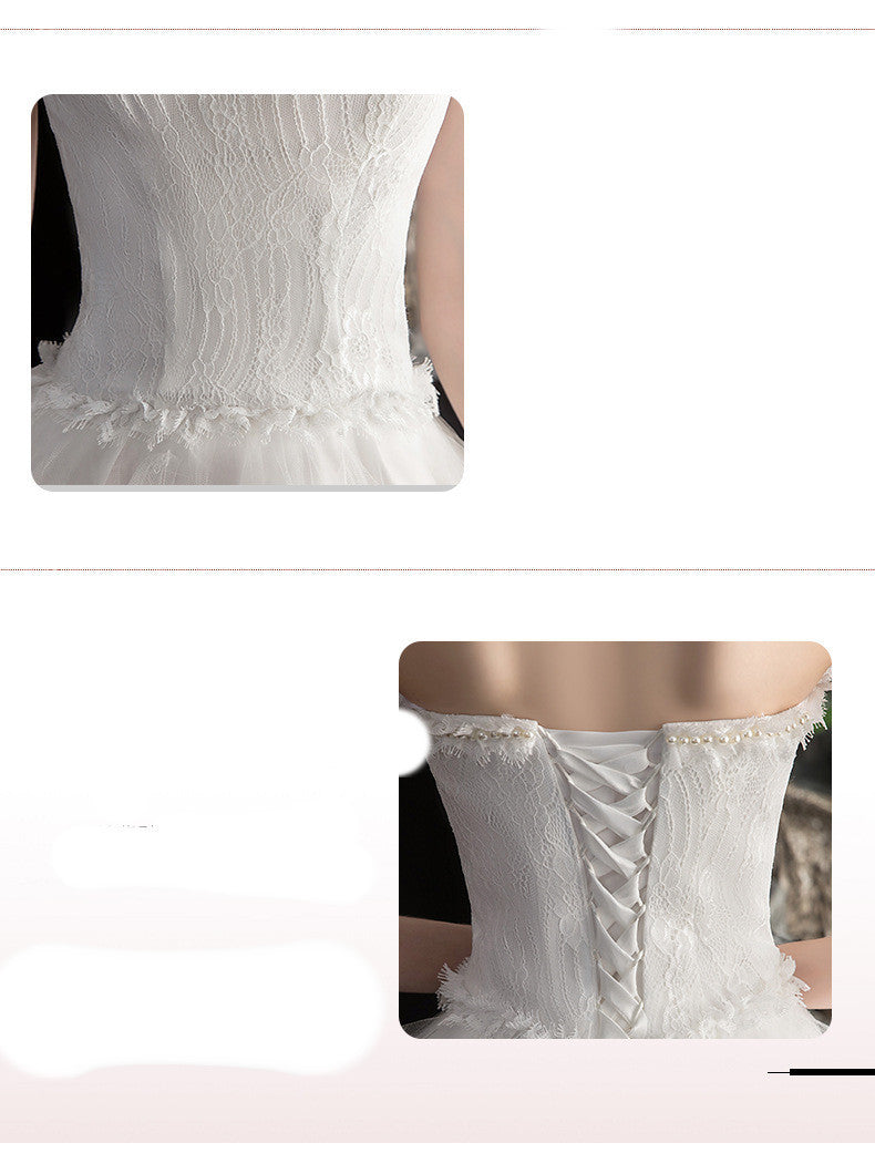Short Front And Back Length Small Trailing Wedding Dress - kinko
