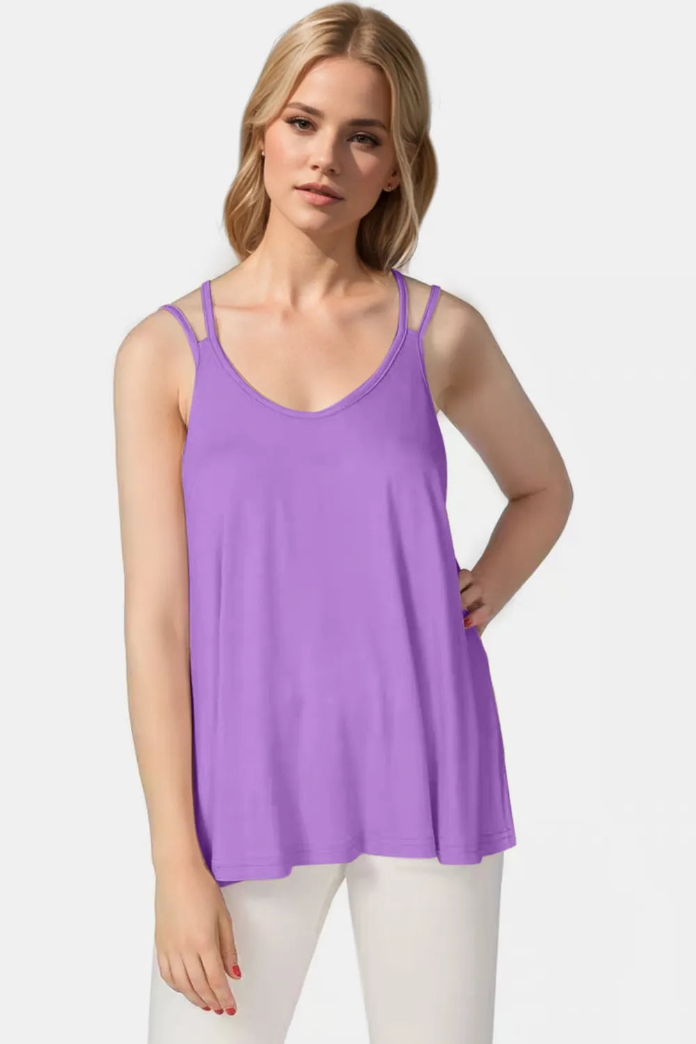 Basic Bae Bamboo Scoop Neck Double Spaghetti Straps Cami - kinko