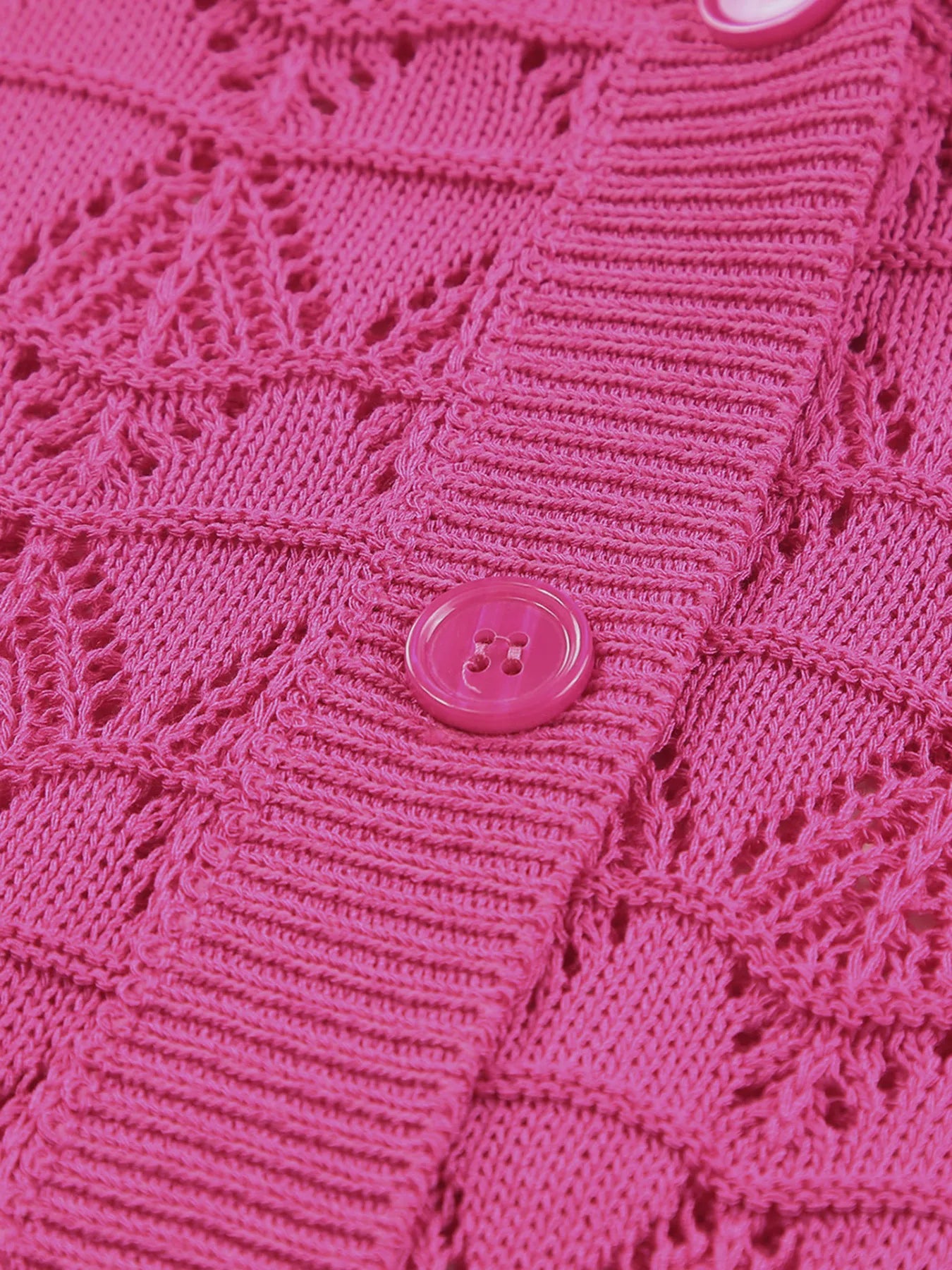 Buttoned Front Openwork Cardigan - kinko