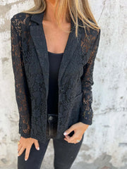 Full Size Lace Open-Front Blazer Plus Size - kinko