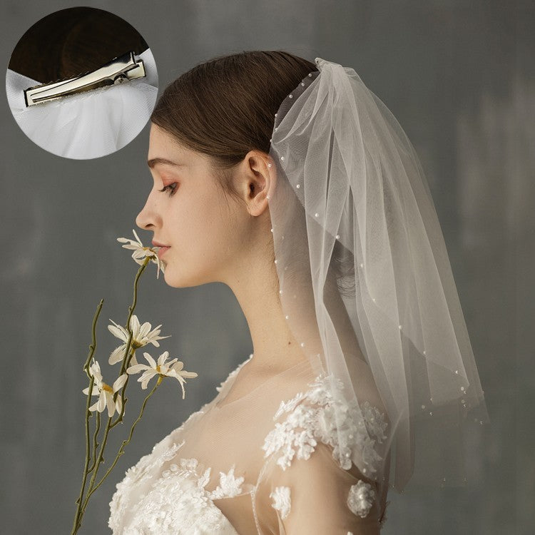 Women's Retro Short Wedding Bride Headdress - kinko