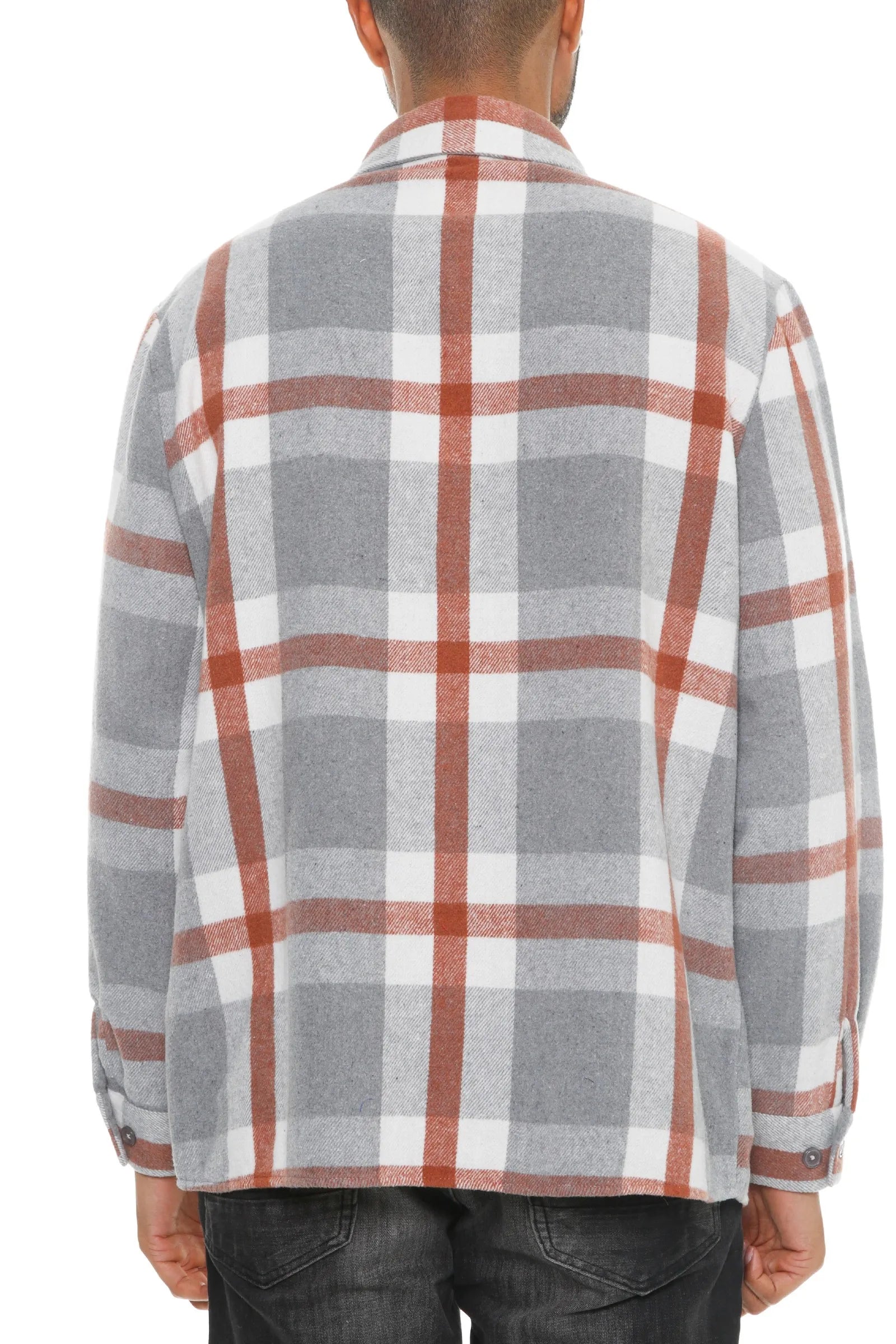 WEIV Men's Full Size Checkered Soft Flannel Shacket Plus Size - kinko