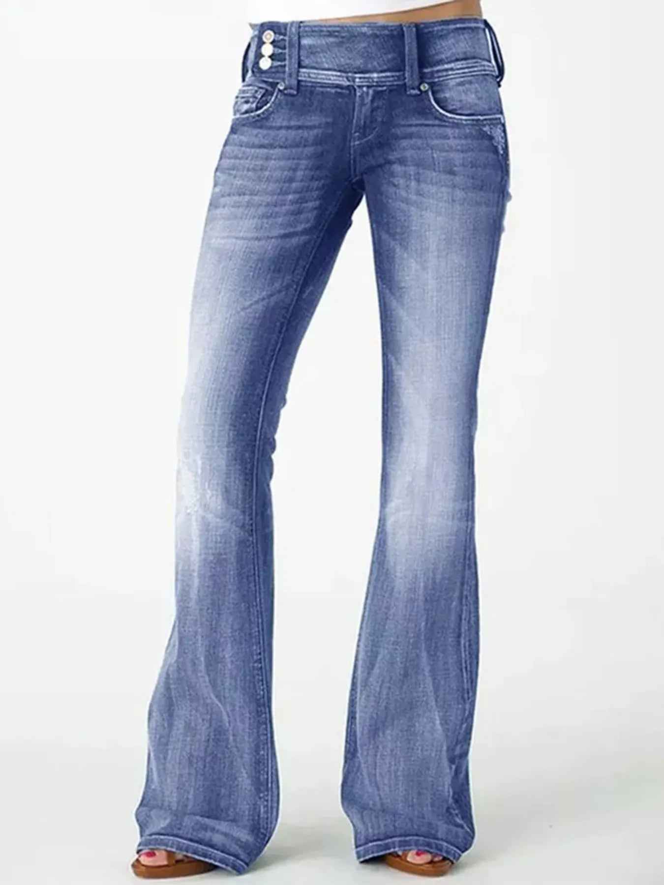 Full Size Vintage Wash Flare Jeans Plus Size - kinko