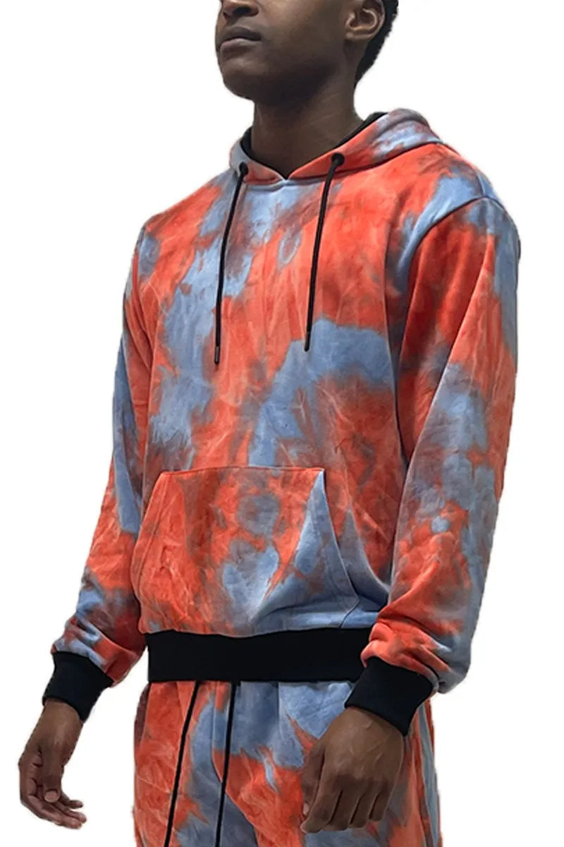 WEIV Men's Full Size Drawstring Cotton Tye Dye Hoodie Plus Size - kinko