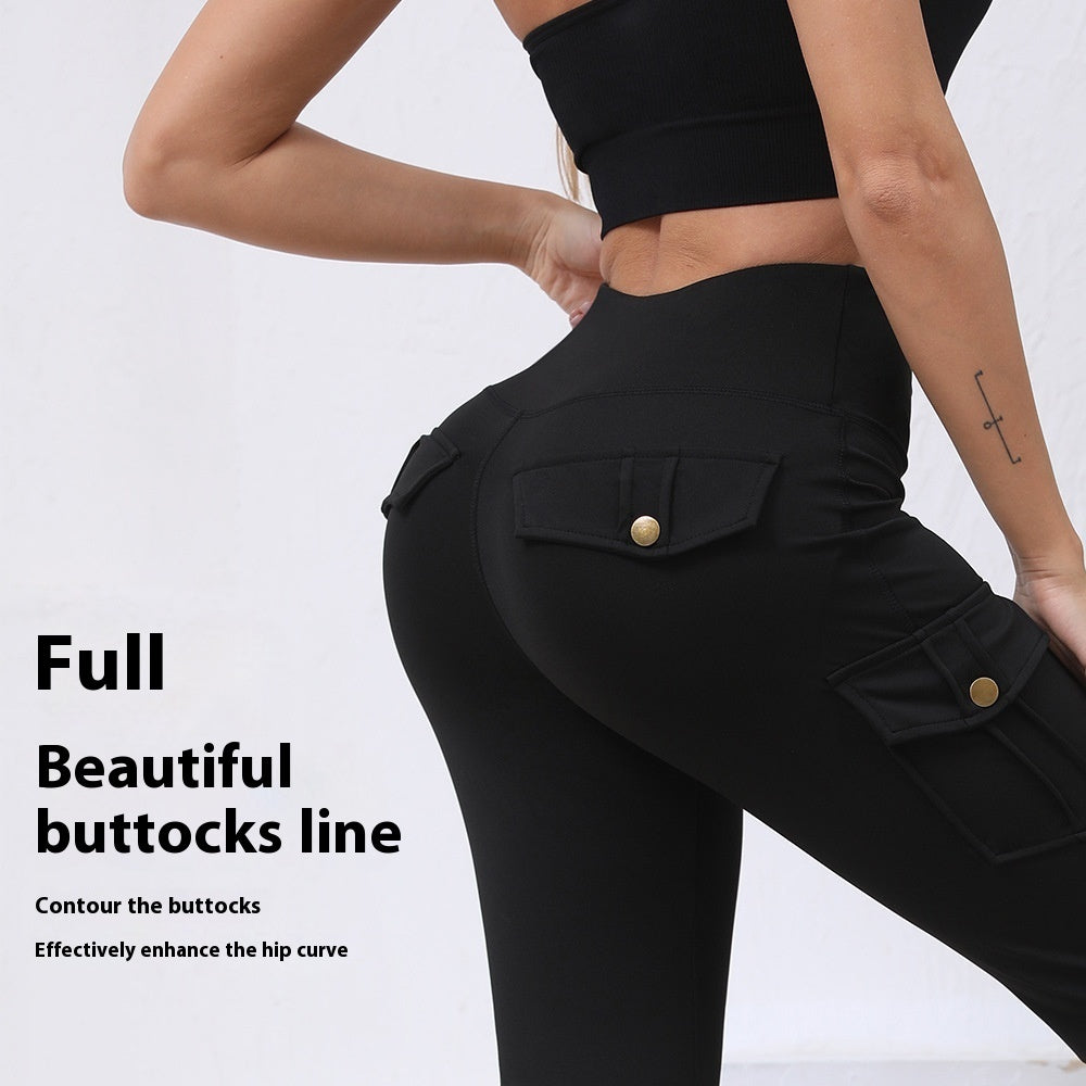 Pocket High Waist Hip Lift Quick-drying Breathable Tight Casual Fitness Sports Pants - kinko