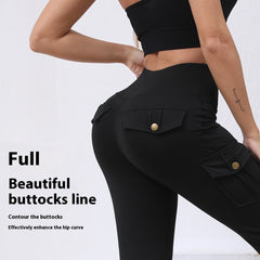 Pocket High Waist Hip Lift Quick-drying Breathable Tight Casual Fitness Sports Pants - kinko