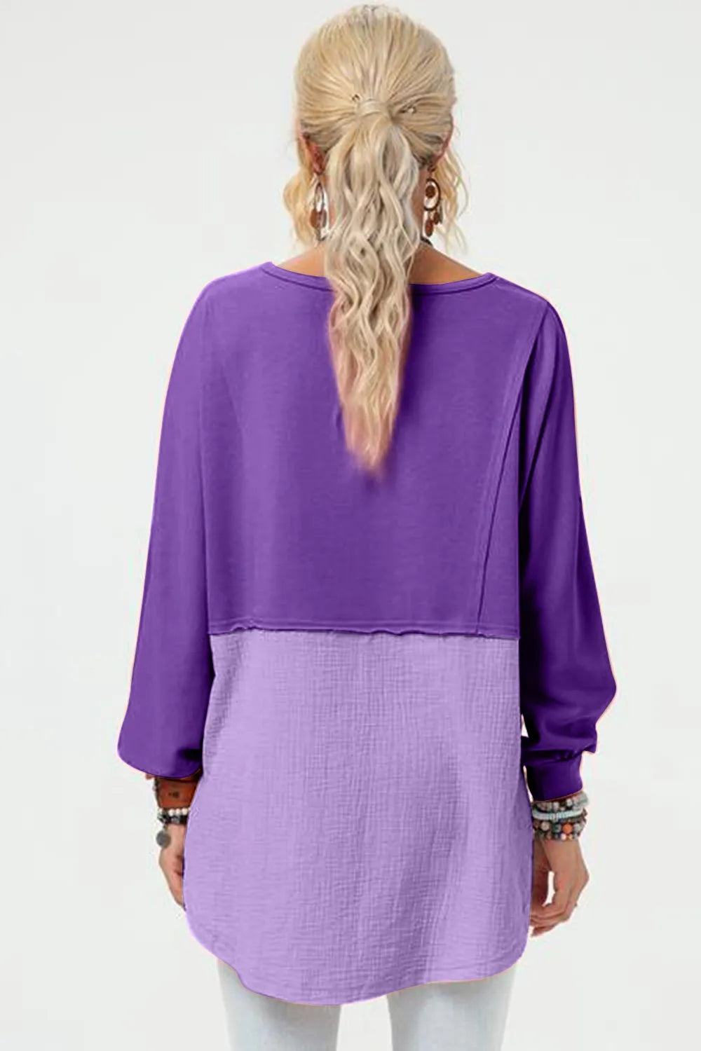 Double Take Full Size Long Sleeve High-Low T-Shirt - kinko