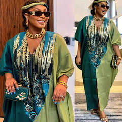 Ethnic Style Loose Plus Size Color-matching Dress - kinko