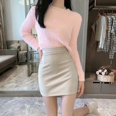 Ultra Sexy Sheath Pu Small Leather Tight Skirt - kinko