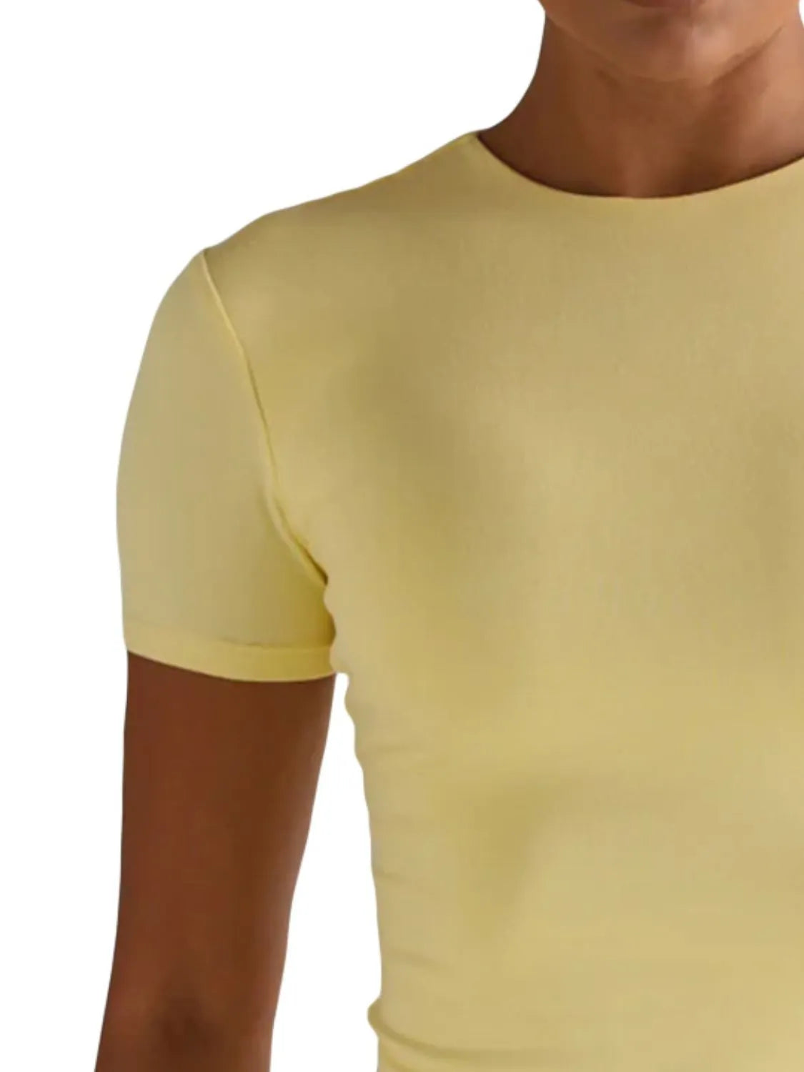 Round Neck Short Sleeve Swim Top - kinko