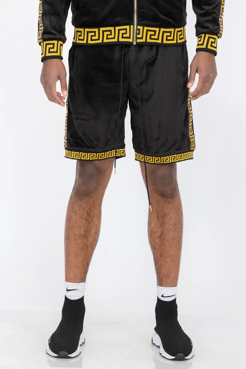 WEIV Men's Full Size Status Print Velour Suede Shorts Plus Size - kinko