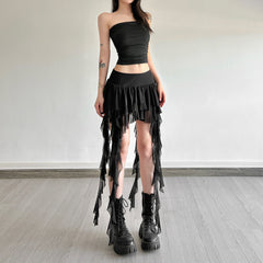 Pure Hot Girl High Waist All-matching Irregular Skirt - kinko
