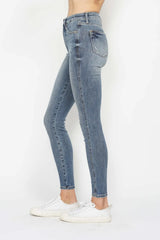 Judy Blue Full Size Tummy Control Contrast Wash Skinny Jeans - kinko