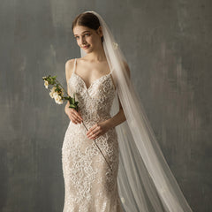 Bridal Church Wedding Pearl Long Tail Tulle - kinko
