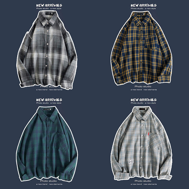 Loose Fashion Personality Men's Retro Plaid Coat - kinko