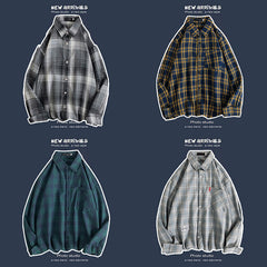 Loose Fashion Personality Men's Retro Plaid Coat - kinko