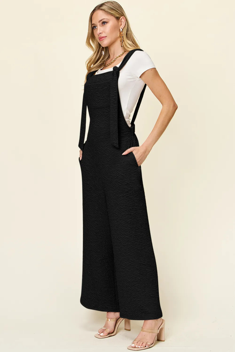 Double Take Full Size Sleeveless Wide Leg Jumpsuit - kinko