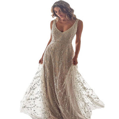 New Dress Bronzing V-neck Long - kinko